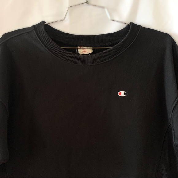 CHAMPION BLACK DRESS SHIRT COTTON CREWNECK OVERSIZED LONG  SLEEVES WOMEN SMALL - Picture 5 of 14